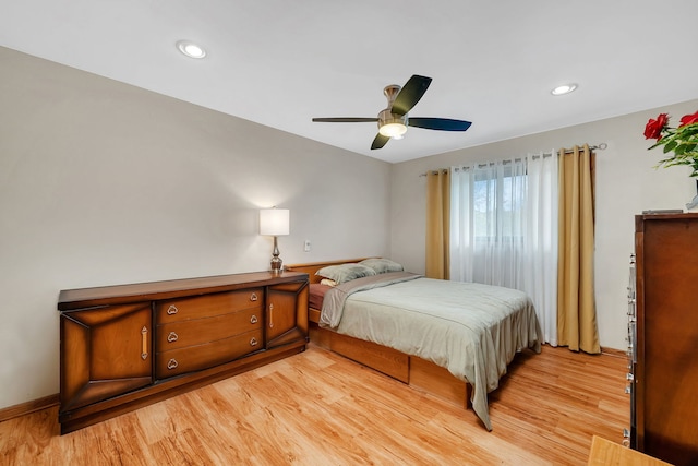 8820 Mobile Ave Unit 3C, Oak Lawn, IL 60453 - bedroom featuring light wood-style floors, recessed lighting, and a ceiling fan