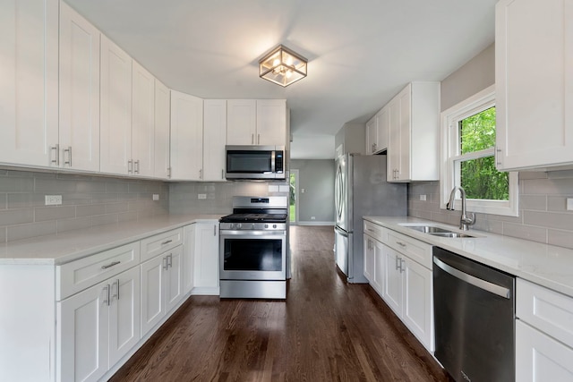 666 Barberry Rd, Highland Park, IL 60035 - kitchen with stainless steel appliances, a sink, dark wood-type flooring, and backsplash
