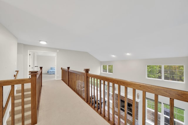 26809 Ashgate Xing, Plainfield, IL 60585 - hall with light carpet, healthy amount of natural light, an upstairs landing, recessed lighting, and lofted ceiling