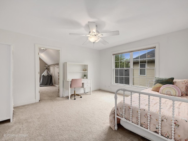 551 W 3rd St, Elmhurst, IL 60126 - carpeted bedroom with baseboards, a desk, and a ceiling fan
