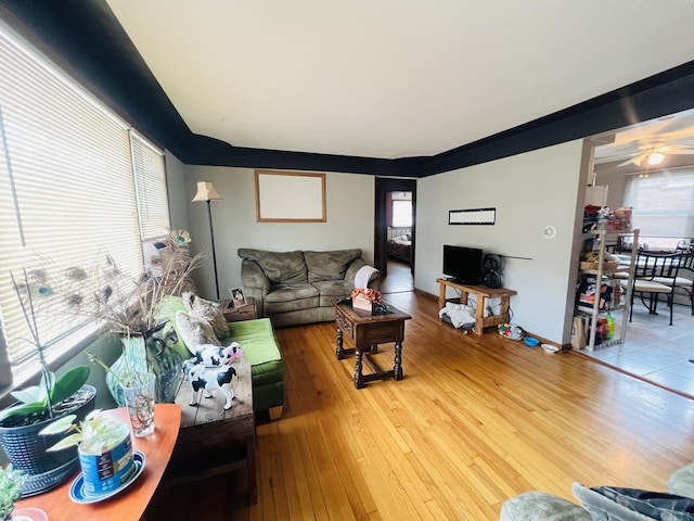 6968 W Diversey Ave Unit 7, Chicago, IL 60707 - living area with wood-type flooring and a ceiling fan