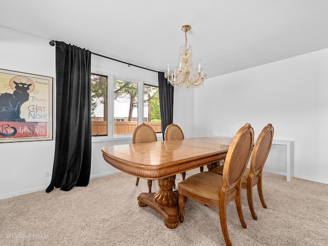7235 Kiowa Ln, Palos Heights, IL 60463 - dining room with a chandelier, light carpet, and baseboards