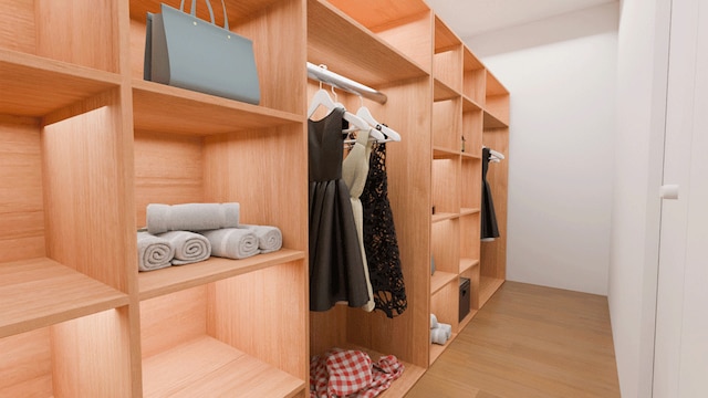 walk in closet featuring wood finished floors