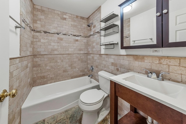1012 W Diversey Pkwy Unit 2, Chicago, IL 60614 - full bathroom with toilet, shower / bath combination, tile walls, and vanity