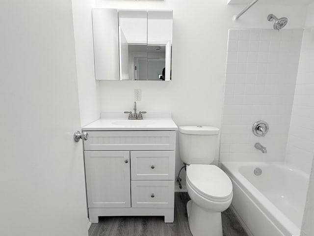 217 Davis Ln, Bolingbrook, IL 60440 - bathroom with wood finished floors, toilet, shower / bath combination, and vanity