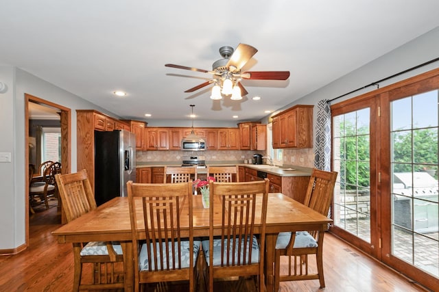 8147 Nielsen Dr, Tinley Park, IL 60477 - dining room featuring light wood-style floors, a ceiling fan, and recessed lighting