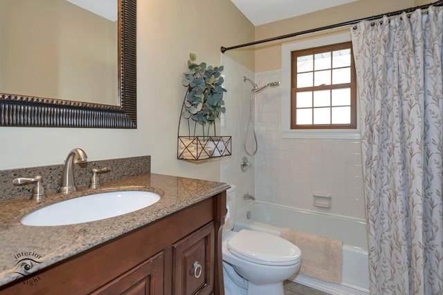 623 Woodstock Ln, Bourbonnais, IL 60914 - bathroom featuring shower / bath combination with curtain, toilet, and vanity