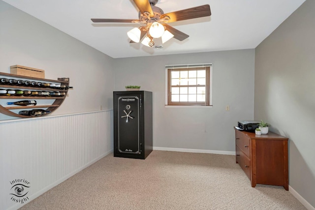 623 Woodstock Ln, Bourbonnais, IL 60914 - home office featuring light colored carpet, a ceiling fan, and baseboards
