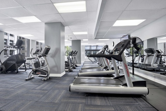 405 N Wabash Ave Unit 1002, Chicago, IL 60611 - exercise room with carpet, baseboards, and a drop ceiling
