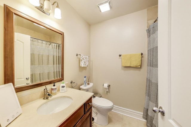 4440 N Kedzie Ave Unit 401, Chicago, IL 60625 - full bathroom featuring tile patterned flooring, vanity, toilet, and a shower with shower curtain