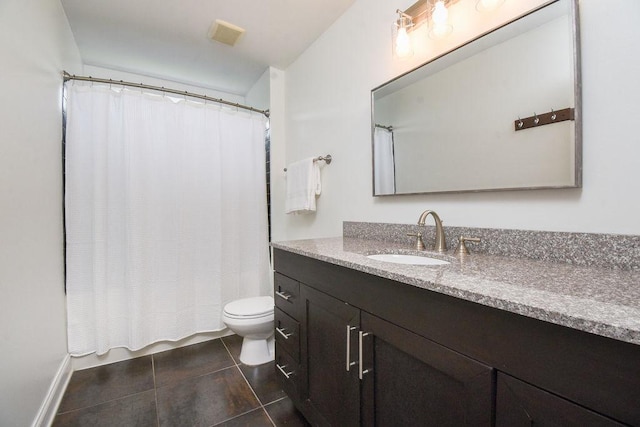 1112 Laurel Ln, Gurnee, IL 60031 - bathroom featuring vanity, toilet, tile patterned floors, and curtained shower