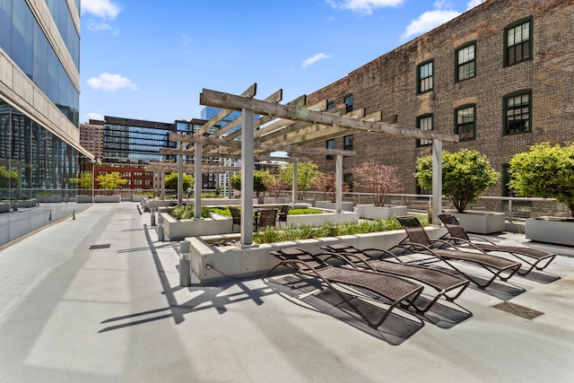 view of patio / terrace featuring a pergola