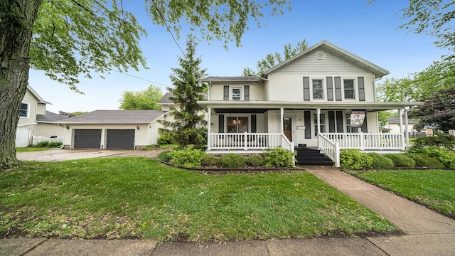 321 E Chamberlin St, Dixon, IL 61021 - victorian-style house featuring covered porch, an attached garage, an outbuilding, and a front yard