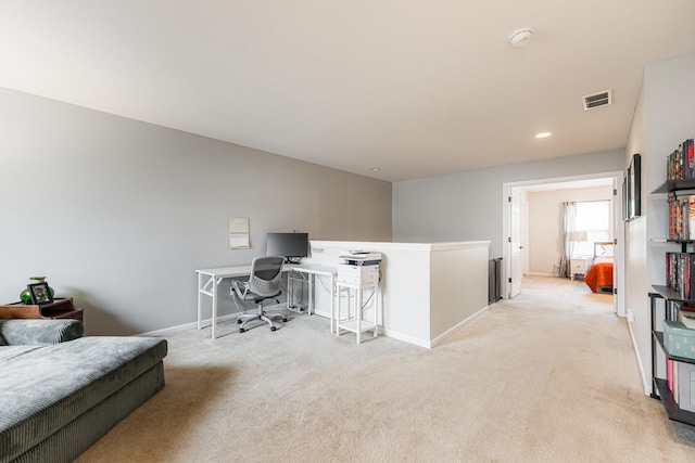 722 Amherst Dr, Sycamore, IL 60178 - office area with light carpet, baseboards, and recessed lighting