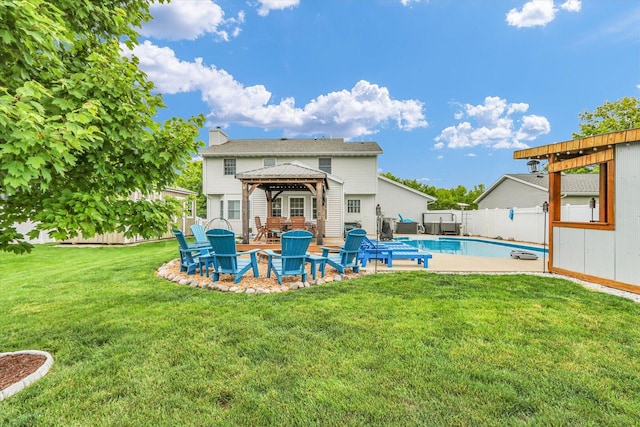 705 Northridge Dr, Mahomet, IL 61853 - view of pool with a gazebo, a fenced backyard, and a patio area