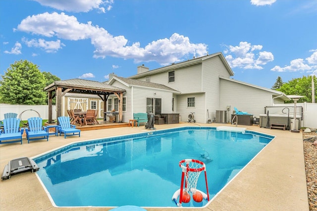 705 Northridge Dr, Mahomet, IL 61853 - view of swimming pool with a gazebo, a patio, and an outdoor hangout area