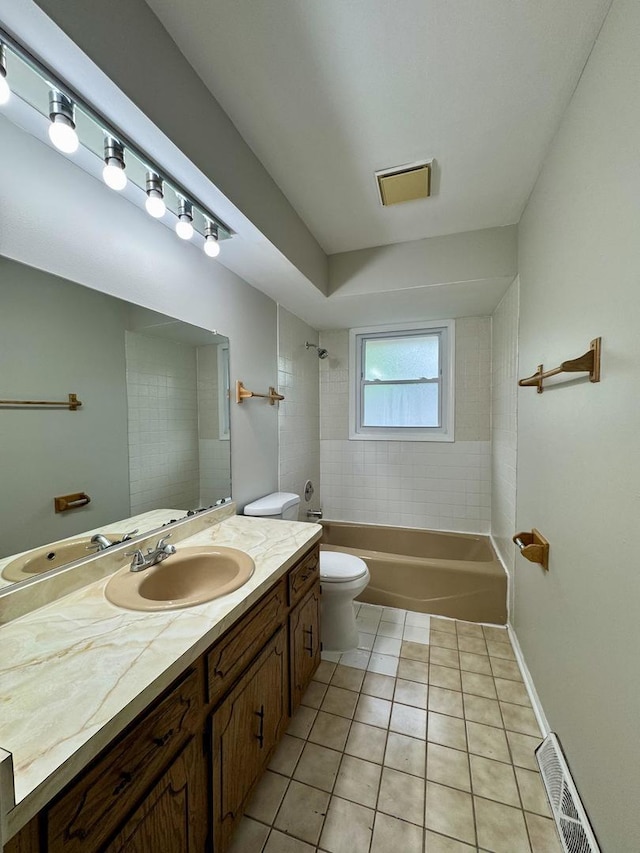 16104 Oak Ave, Oak Forest, IL 60452 - bathroom with toilet, vanity, tile patterned flooring, and shower / bath combination