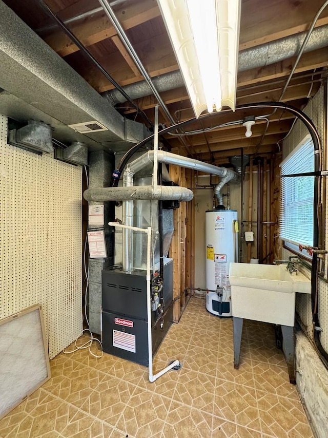 16104 Oak Ave, Oak Forest, IL 60452 - utilities featuring water heater, a sink, and heating unit