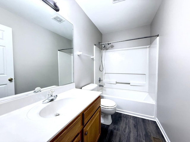4078 Boulder Ct, Aurora, IL 60504 - full bathroom featuring wood finished floors, toilet, vanity, and tub / shower combination