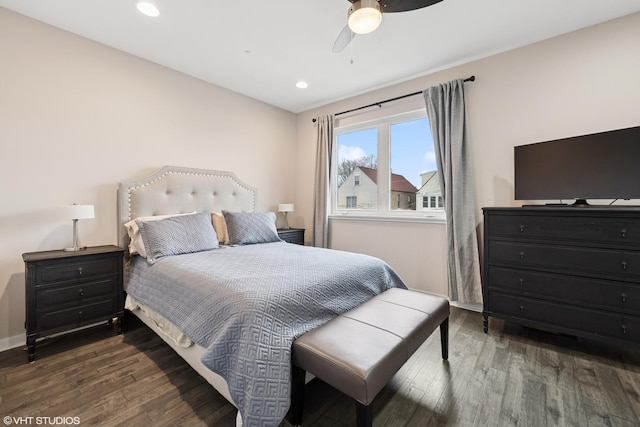 3019 N Allen Ave, Chicago, IL 60618 - bedroom featuring wood finished floors, recessed lighting, baseboards, and a ceiling fan