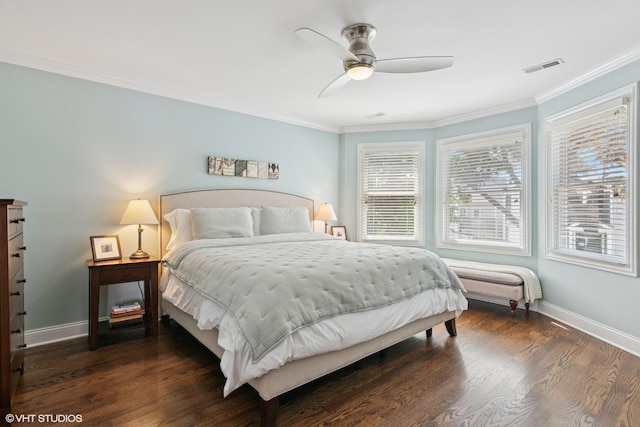 2450 W Warner Ave, Chicago, IL 60618 - bedroom featuring baseboards, multiple windows, ornamental molding, and wood finished floors