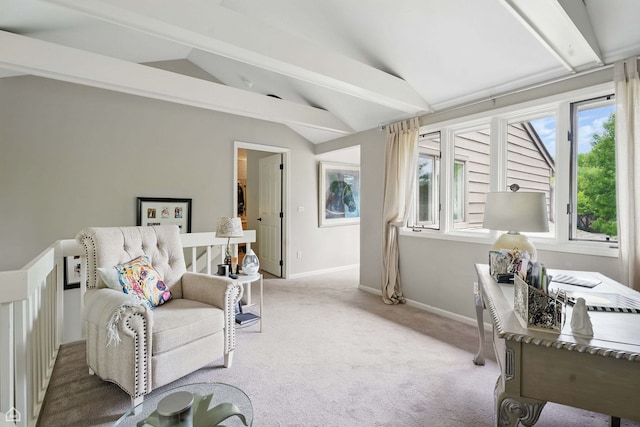 36 Lakewood Cir, Saint Charles, IL 60174 - sitting room featuring vaulted ceiling, carpet floors, and baseboards