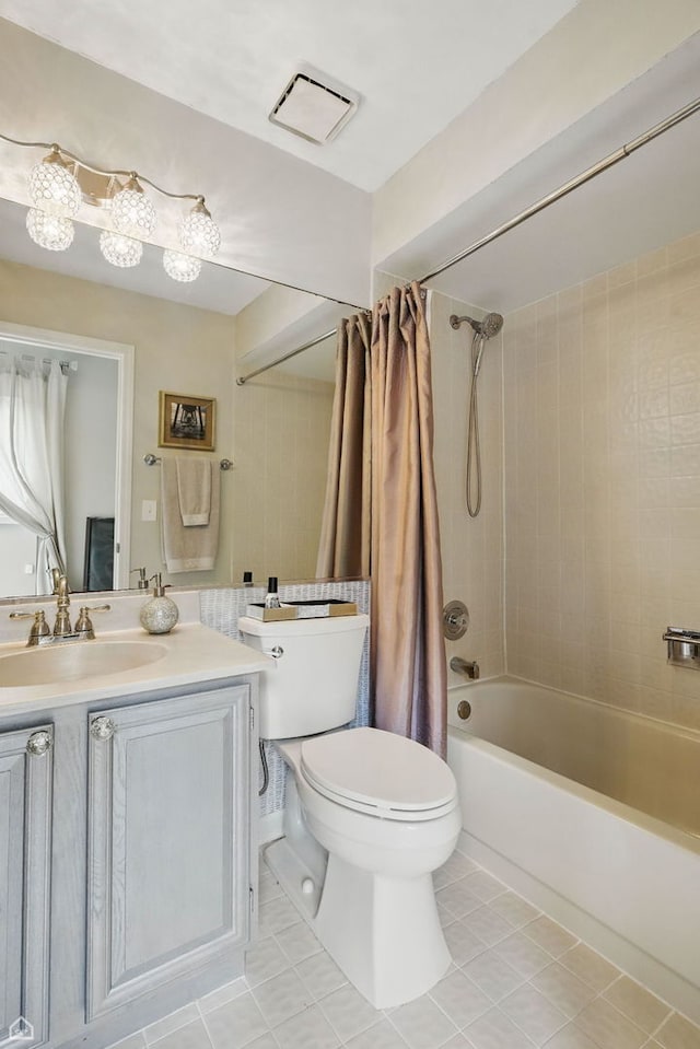 36 Lakewood Cir, Saint Charles, IL 60174 - full bath with tile patterned floors, toilet, shower / bath combo with shower curtain, and vanity