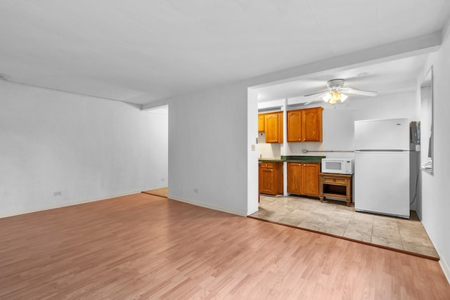 7204 Oak Ave Unit 1Nw, River Forest, IL 60305 - unfurnished living room featuring light wood-style flooring, ceiling fan, and baseboards