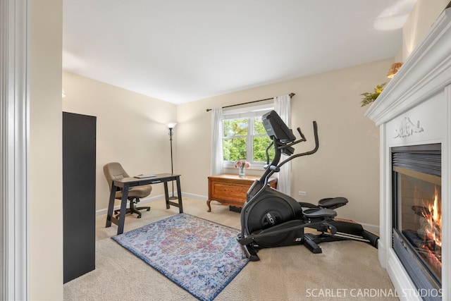 203 E Lincoln Ave, Wheaton, IL 60187 - exercise room with carpet, a warm lit fireplace, and baseboards