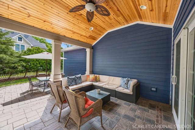 203 E Lincoln Ave, Wheaton, IL 60187 - view of patio / terrace featuring outdoor dining space, outdoor lounge area, and ceiling fan