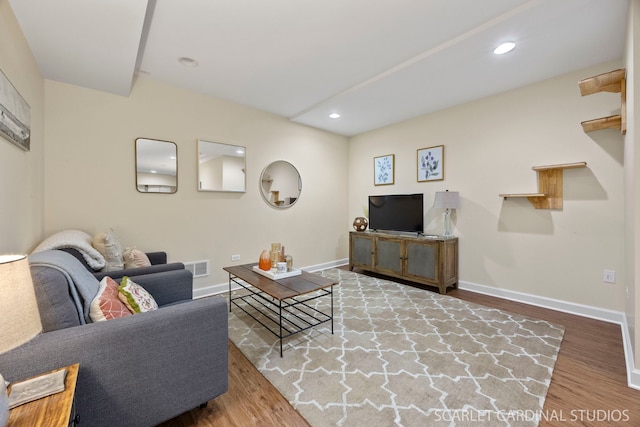 203 E Lincoln Ave, Wheaton, IL 60187 - living area featuring wood finished floors, baseboards, and recessed lighting