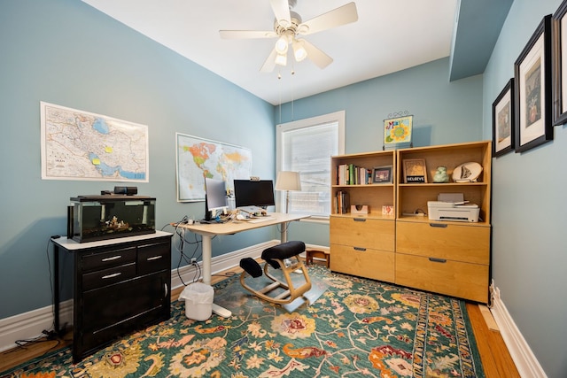 3300 Grove Ave Unit 3S, Berwyn, IL 60402 - office space with wood finished floors, ceiling fan, and baseboards