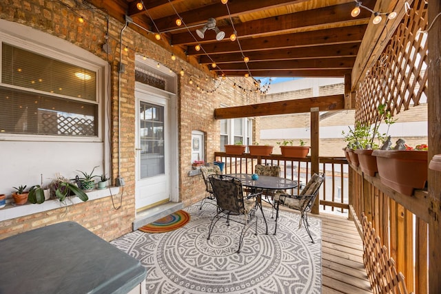 3300 Grove Ave Unit 3S, Berwyn, IL 60402 - wooden terrace with outdoor dining space