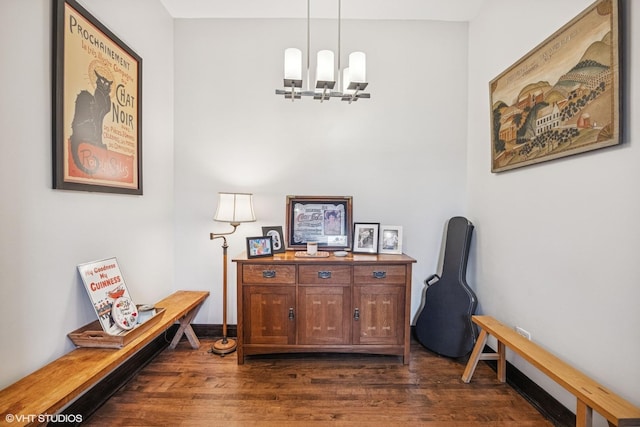 4940 N Ridgeway Ave Unit 3, Chicago, IL 60625 - office area featuring a chandelier and dark wood finished floors