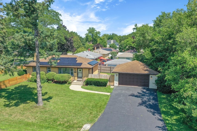 128 8th St, Downers Grove, IL 60515 - single story home featuring solar panels and a detached garage