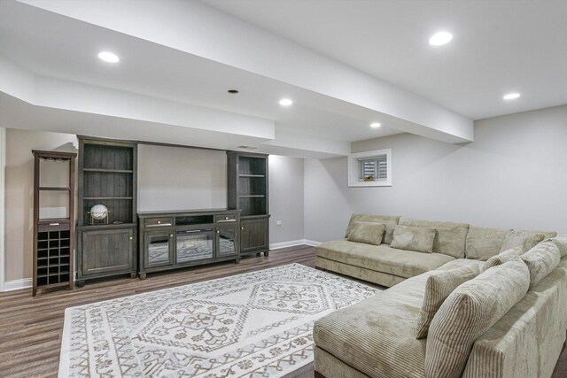 4647 N Thatcher Ave, Norridge, IL 60706 - living area with wood finished floors, baseboards, and recessed lighting