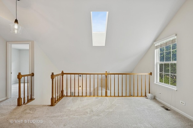 1087 Huntwyck Ct, Elgin, IL 60120 - additional living space with a skylight, carpet floors, and lofted ceiling