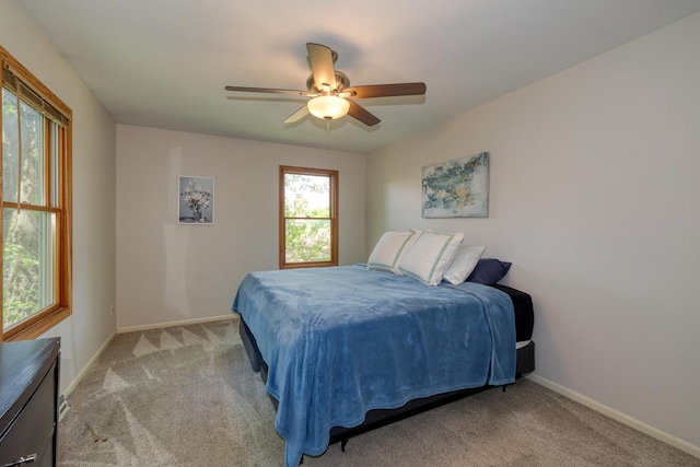911 Woodland Hills Rd, Batavia, IL 60510 - bedroom featuring light carpet, baseboards, and ceiling fan