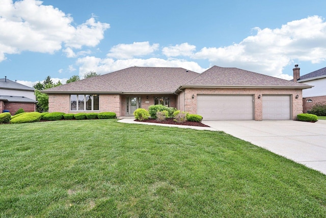 22178 Chamomile Dr, Frankfort, IL 60423 - view of front of property with a garage, driveway, a front lawn, brick siding, and roof with shingles