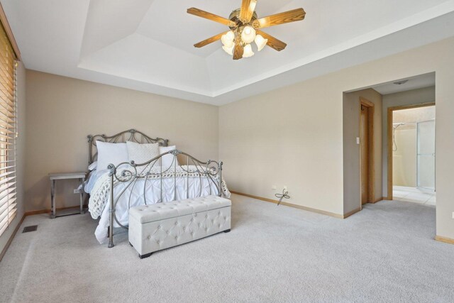 22178 Chamomile Dr, Frankfort, IL 60423 - bedroom featuring a tray ceiling, carpet, baseboards, and a ceiling fan