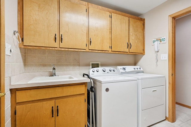 22178 Chamomile Dr, Frankfort, IL 60423 - laundry area featuring cabinet space, separate washer and dryer, and light tile patterned floors