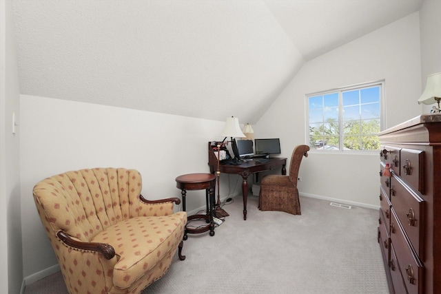 2569 Essex Dr, Northbrook, IL 60062 - carpeted home office featuring vaulted ceiling and baseboards