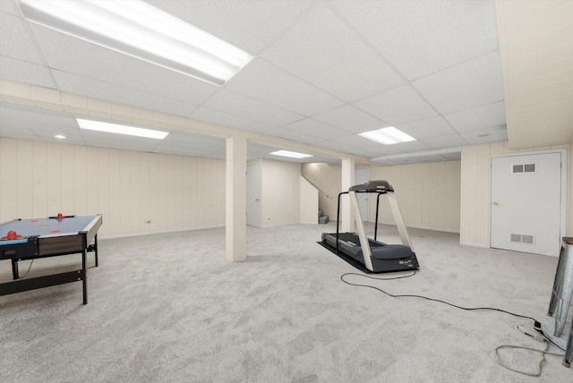 2569 Essex Dr, Northbrook, IL 60062 - workout room featuring carpet flooring and a paneled ceiling