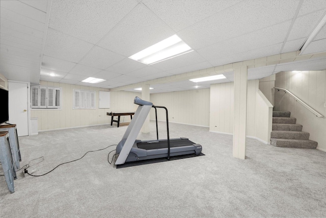 2569 Essex Dr, Northbrook, IL 60062 - exercise area featuring carpet flooring and a drop ceiling