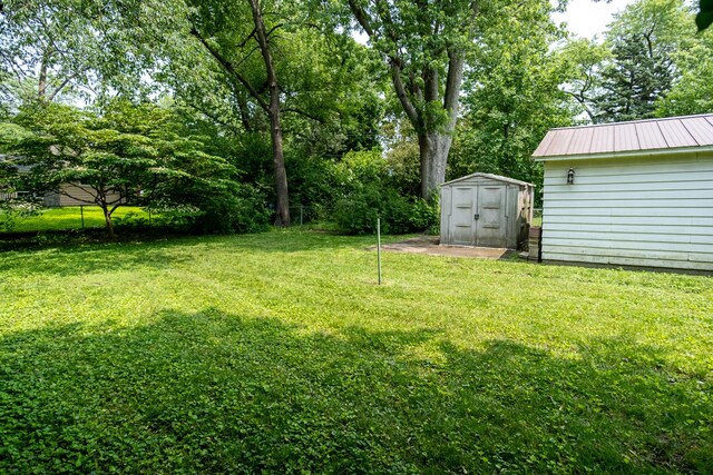 1700 W William St, Champaign, IL 61821 - view of grassy yard featuring a storage unit