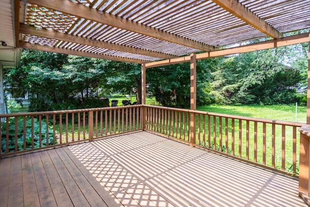1700 W William St, Champaign, IL 61821 - wooden deck with a lawn and a pergola