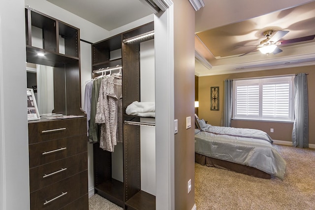 2164 Waterbury Ln W Unit 2164, Sycamore, IL 60178 - carpeted bedroom featuring ornamental molding, baseboards, and ceiling fan