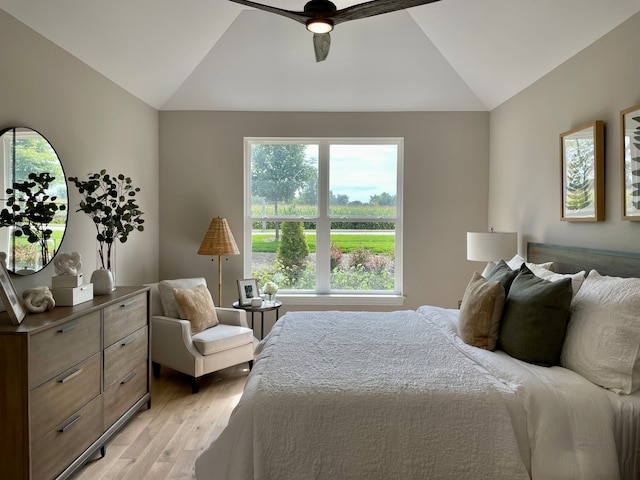 LOTT315929 Prairie View Ct, New Lenox, IL 60451 - bedroom featuring vaulted ceiling, light wood-style floors, and a ceiling fan