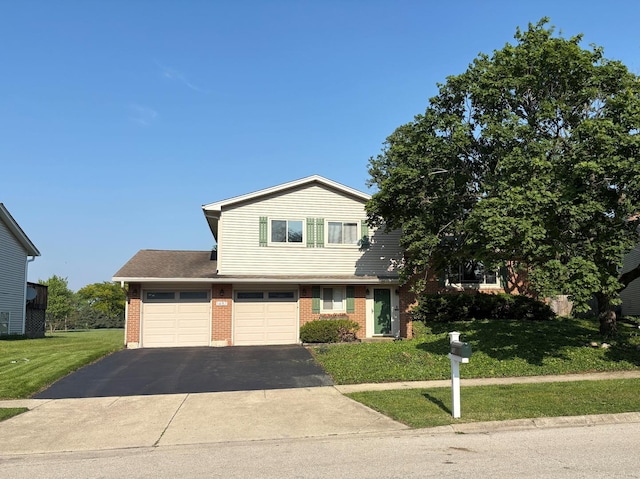 1487 Kathleen Way, Elk Grove Village, IL 60007 - view of front of property with brick siding, driveway, and a front yard