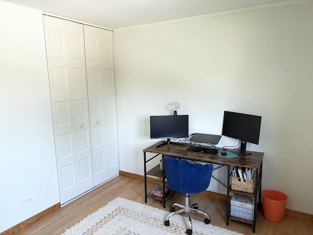 1487 Kathleen Way, Elk Grove Village, IL 60007 - office area featuring wood finished floors and ornamental molding